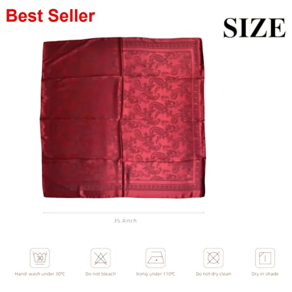 Silk Like Satin Head Scarf 35x35 Inch Square Bandana Neck Scarf